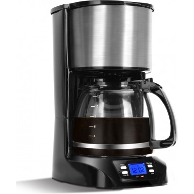 キッチン家電 800W 33×23 cm. コーヒーメーカー。再利用可能なフィルター付きのドリップコーヒーマシン。液晶画面。点滴灌漑システム。 1.5リットル PMMA. ブラック カラー
