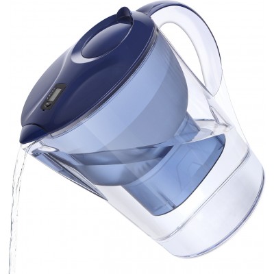 Kitchen appliance 26×25 cm. Pitcher for filtering water. 3 filters included. LCD screen. 3.5 liters ABS. Blue Color