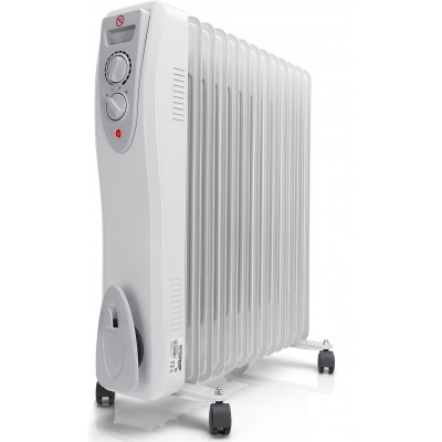 Heater 3000W 62×60 cm. Portable oil cooler with wheels. 13 elements. 3 power settings and thermostatic temperature control Gray Color