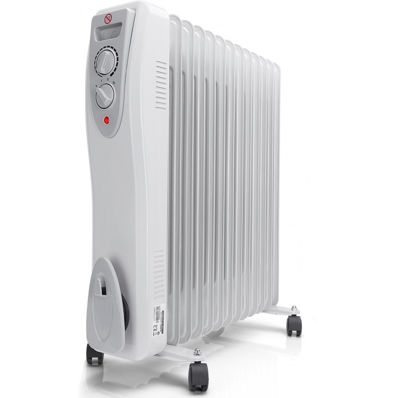 75,95 € Free Shipping | Heater 3000W 62×60 cm. Portable oil cooler with wheels. 13 elements. 3 power settings and thermostatic temperature control Gray Color
