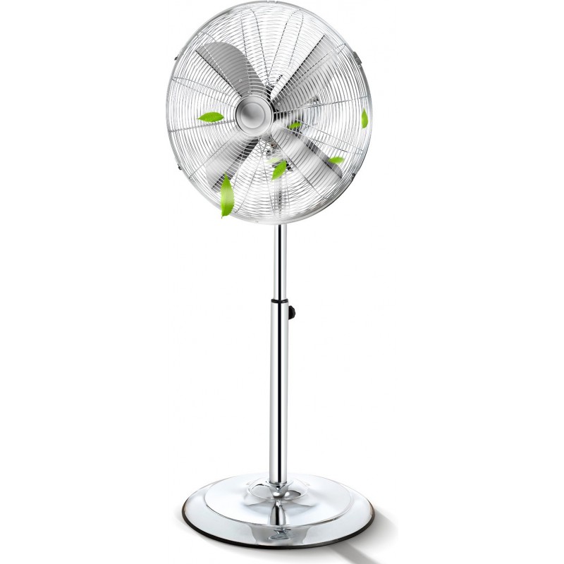 59,95 € Free Shipping | Pedestal fan 50W 123×45 cm. Oscillating. Metallic structure. Dimmable. Adjustable head Metal casting. Silver Color
