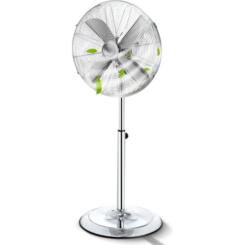 59,95 € Kostenloser Versand | Standventilator 50W 123×45 cm. Schwingen. Metallische Struktur. Dimmbar. Verstellbarer Kopf Metall. Silber Farbe