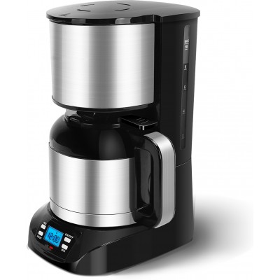 Electrodoméstico de cocina 800W 33×23 cm. Cafetera. Máquina de café por goteo. Pantalla LCD. Antigoteo. Jarra térmica. 1,2 litros PMMA. Color negro