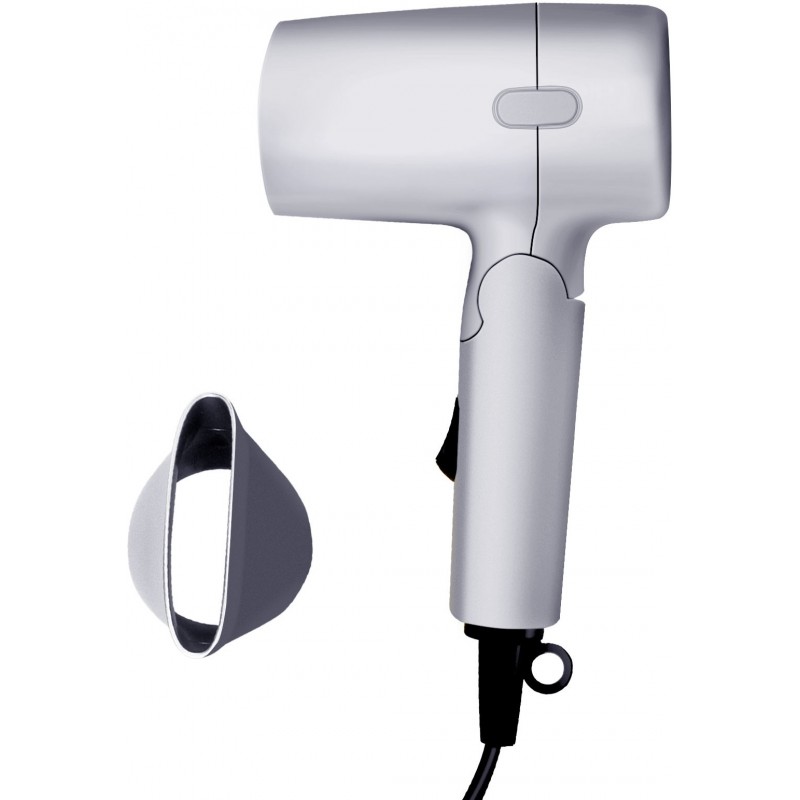 9,95 € Free Shipping | Personal care 1200W 17×16 cm. Portable travel hair dryer. Folding handle. 2 speeds. temperature setting ABS and Polycarbonate. Silver Color