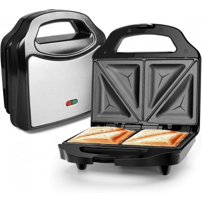 Küchengerät 720W 23×23 cm. klassischer Sandwichmaker Aluminium und Plastik. Schwarz Farbe