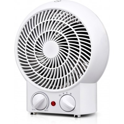 Chauffage 2000W 24×21 cm. Radiateur à air avec thermostat réglable. Fonction ventilateur avec température ambiante Couleur blanc