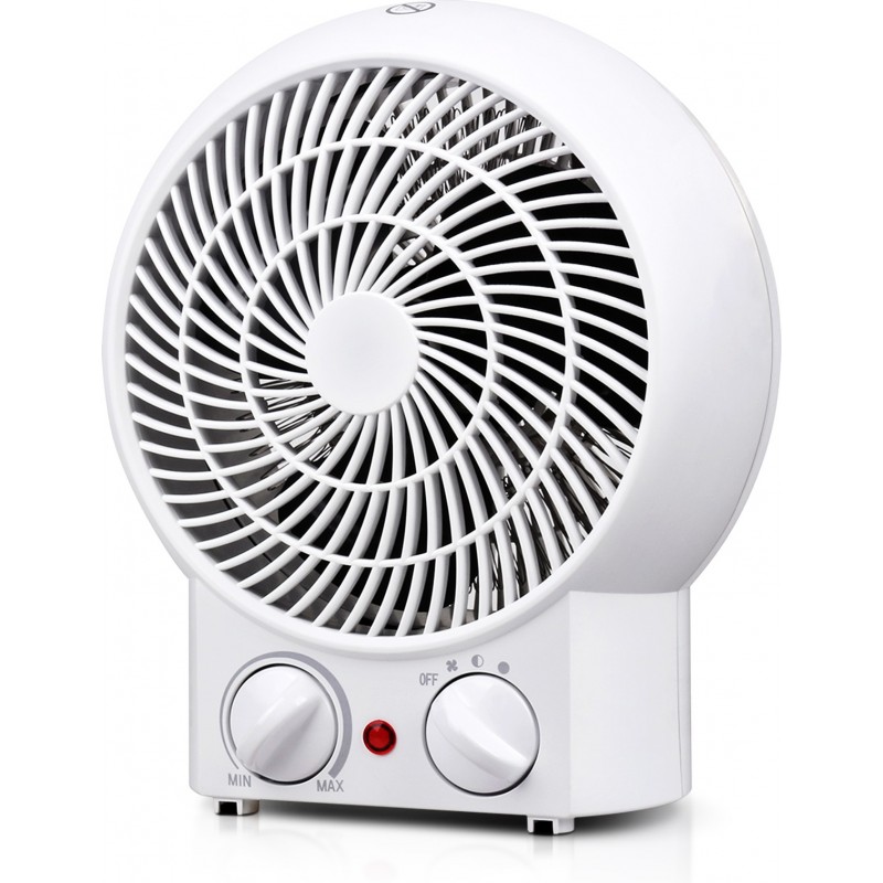 Aquecedor 2000W 24×21 cm. Radiador de ar com termostato ajustável. Função do ventilador com temperatura ambiente Cor branco