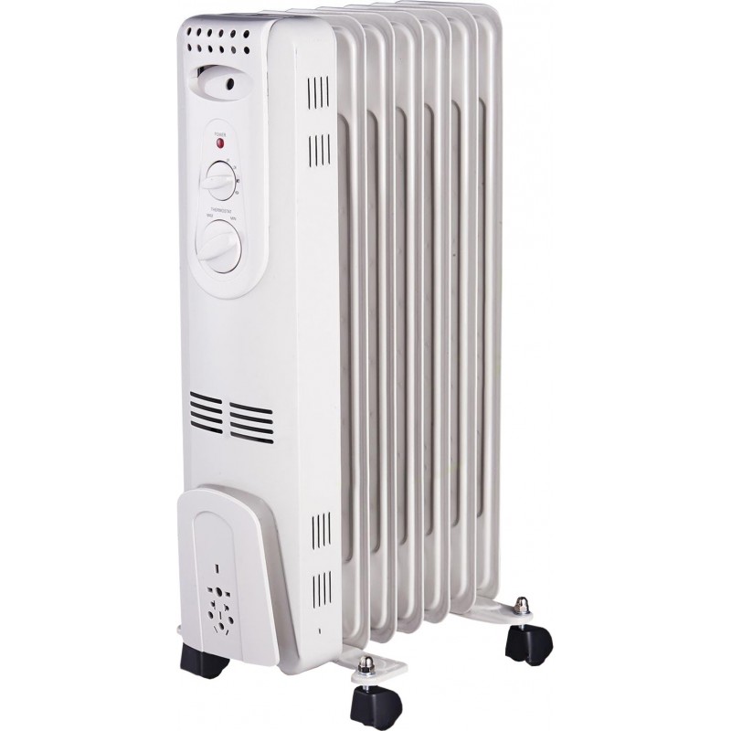 Heater 1500W 68×39 cm. Portable oil cooler with wheels. 7 elements. 3 power settings and thermostatic temperature control Steel. White Color