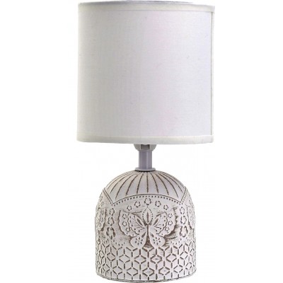 Настольная лампа 40W 26×13 cm. Дизайн бабочек. тканевый оттенок Керамика. Белый Цвет