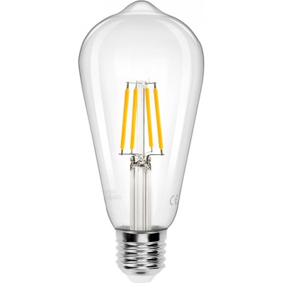 Boîte de 5 unités Ampoule LED 4W E27 LED ST64 2700K Lumière très chaude. Ø 6 cm. Filament DEL Cristal