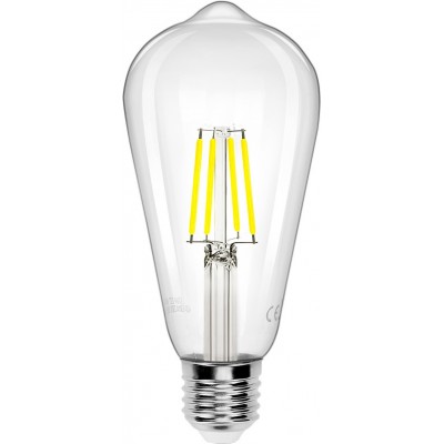 11,95 € Free Shipping | 5 units box LED light bulb 4W E27 LED ST64 6500K Cold light. Ø 6 cm. LED filament Crystal
