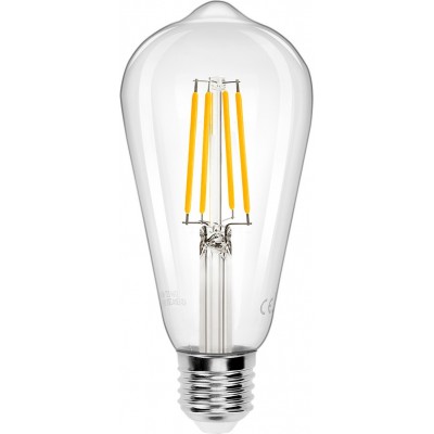 13,95 € Free Shipping | 5 units box LED light bulb 8W E27 LED ST64 2700K Very warm light. Ø 6 cm. LED filament Crystal