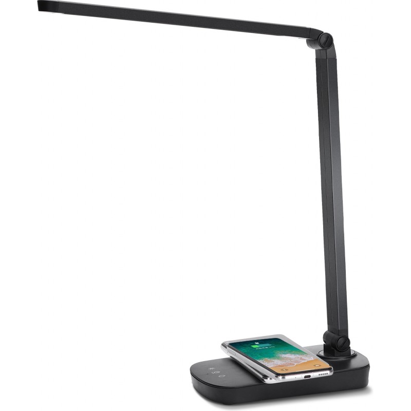28,95 € Envio grátis | Lampada de escritorio 5W 36×36 cm. Flexão de toque LED. Base de carregamento sem fio. 3 modos de iluminação Policarbonato. Cor preto