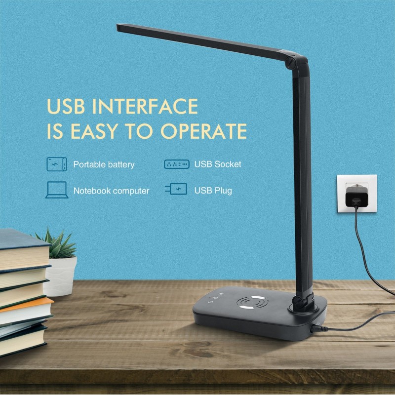 28,95 € Free Shipping | Desk lamp 5W 36×36 cm. LED touch flex. Wireless charging base. 3 lighting modes Polycarbonate. Black Color