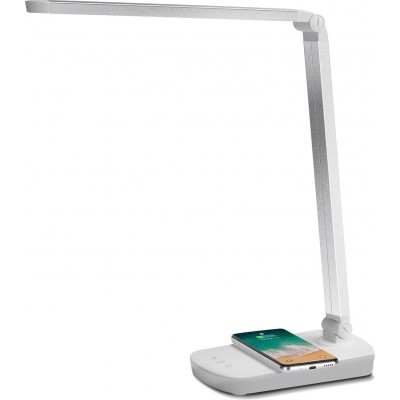 Lampada da scrivania 5W 36×36 cm. LED touch flessibile. Base di ricarica wireless. 3 modalità di illuminazione Policarbonato. Colore argento