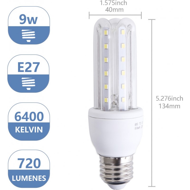 14,95 € Free Shipping | LED light bulb 9W E27 13 cm