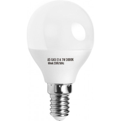 5 Einheiten Box LED-Glühbirne 7W E14 LED 3000K Warmes Licht. Ø 4 cm. Weitwinkel-LED PMMA und Polycarbonat. Weiß Farbe