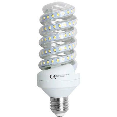 5 units box LED light bulb 20W E27 3000K Warm light. Ø 6 cm. LED spiral