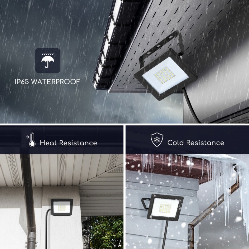 4,95 € Free Shipping | Flood and spotlight 20W 16×13 cm. Waterproof. security light Aluminum and Glass. Black Color