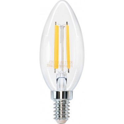 6,95 € Free Shipping | 5 units box LED light bulb 4W E14 LED C35 2700K Very warm light. Ø 3 cm. LED filament Crystal
