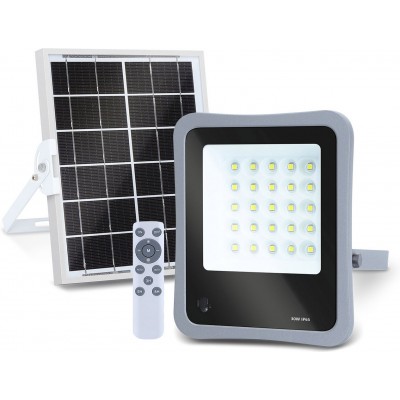 31,95 € Free Shipping | Flood and spotlight 30W 6500K Cold light. 21×18 cm. Solar. Remote control. Waterproof Aluminum and Glass. Gray Color
