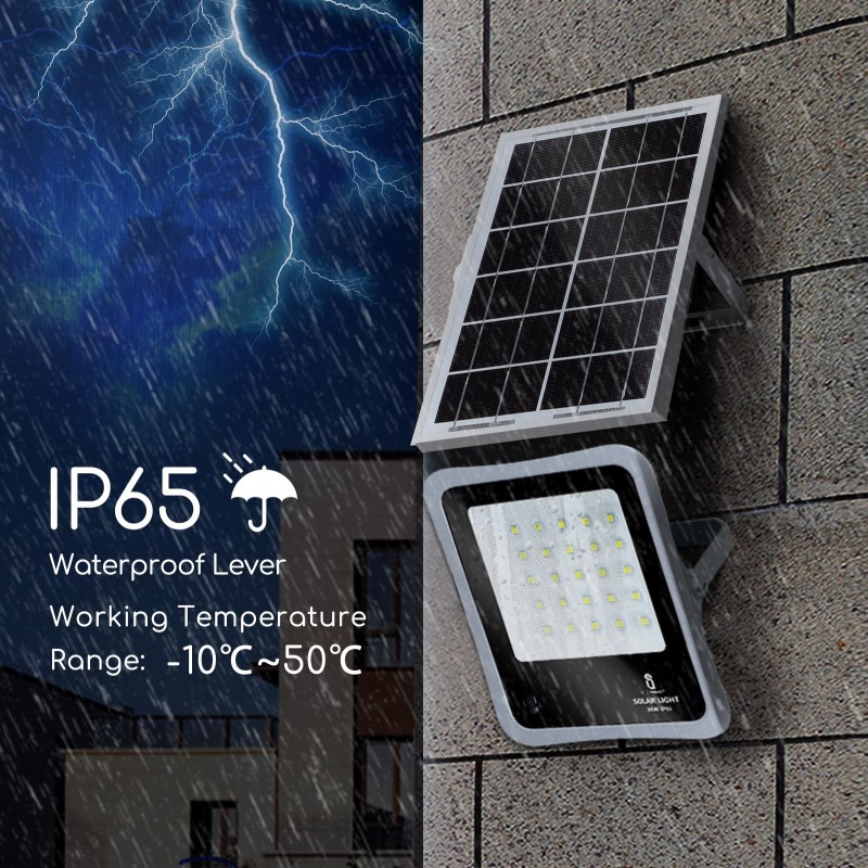 31,95 € Free Shipping | Flood and spotlight 30W 6500K Cold light. 21×18 cm. Solar. Remote control. Waterproof Aluminum and Glass. Gray Color