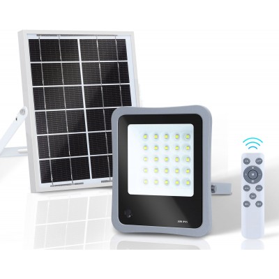 Flood and spotlight 50W 6500K Cold light. 21×18 cm. Solar. Remote control. Waterproof Aluminum and Glass. Gray Color
