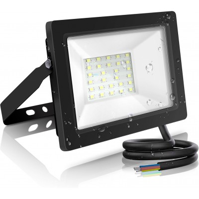 Flood and spotlight 20W 4000K Neutral light. 16×13 cm. Waterproof. security light Aluminum and Glass. Black Color