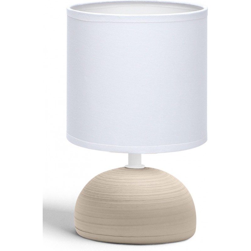 10,95 € Free Shipping | Table lamp 40W 23×14 cm. fabric shade Ceramic. White and brown Color
