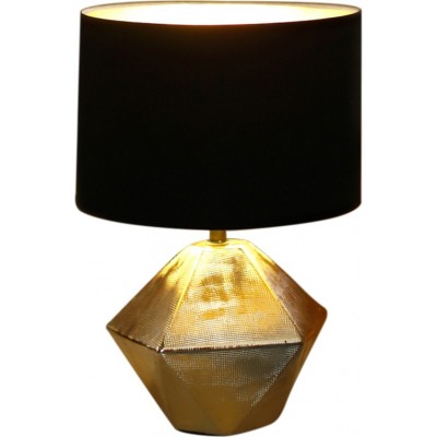 Tischlampe 40W 32×22 cm. Stoffschirm Keramik. Golden und schwarz Farbe