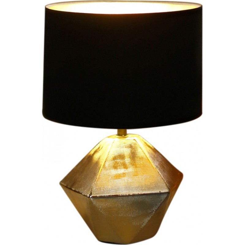 27,95 € Free Shipping | Table lamp 40W 32×22 cm. fabric shade Ceramic. Golden and black Color