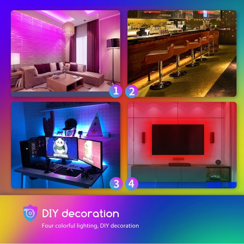 9,95 € Free Shipping | LED strip and hose 5.5W 300×1 cm. Multicolor RGBY LED strip. self-adhesive 3 meters PMMA