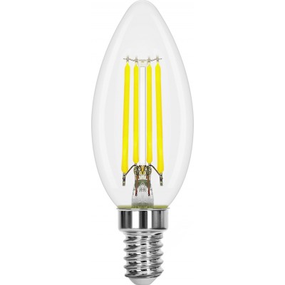 Boîte de 5 unités Ampoule LED 4W E14 LED C35 6500K Lumière froide. Ø 3 cm. Filament DEL Cristal