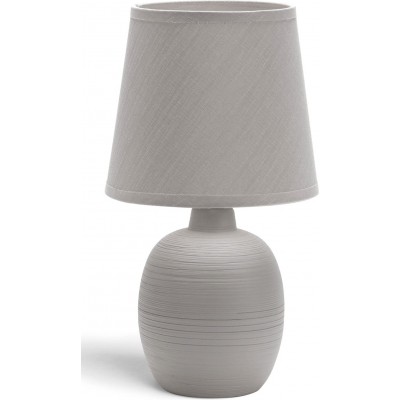 Lâmpada de mesa 40W 31×17 cm. sombra de tecido Cerâmica. Cor cinza