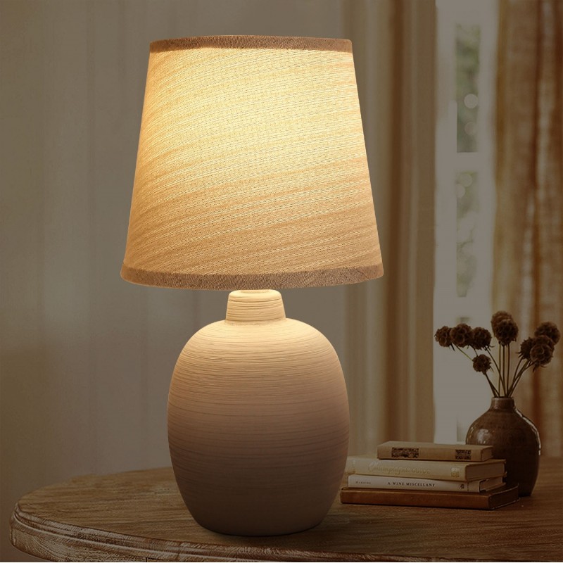 15,95 € Free Shipping | Table lamp 40W 31×17 cm. fabric shade Ceramic. Gray Color