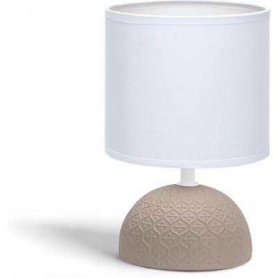 Lampada da tavolo 40W 24×14 cm. paralume in tessuto Ceramica. Colore bianca e marrone
