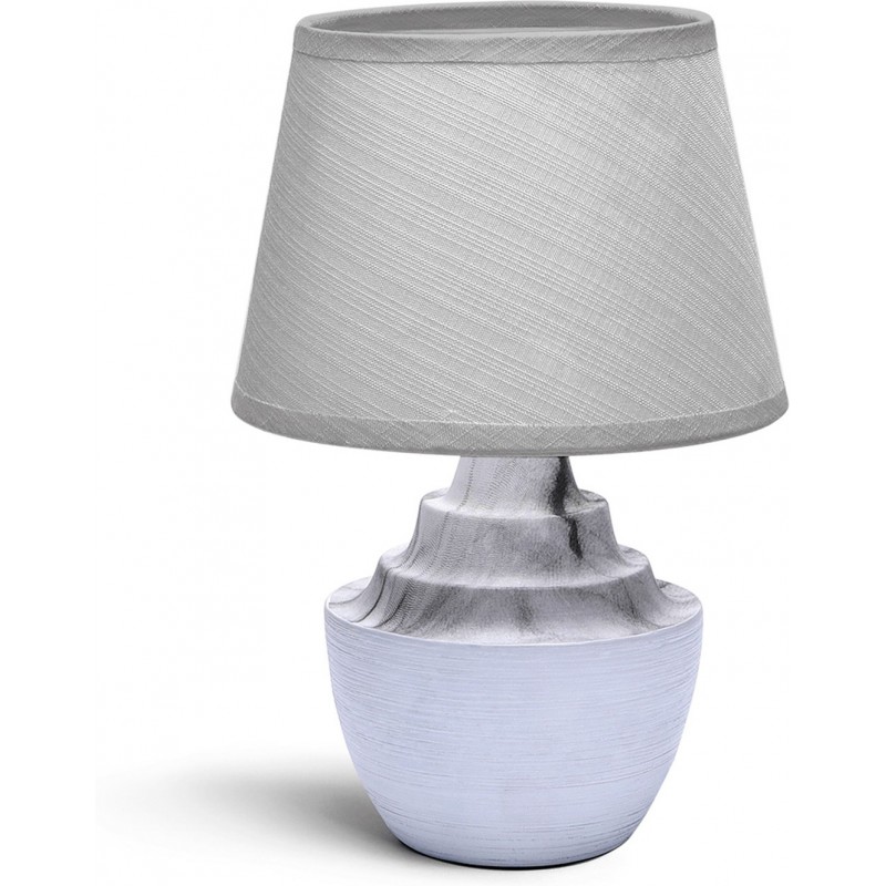13,95 € Kostenloser Versand | Tischlampe 40W 29×20 cm. Schmetterlinge-Design. Stoffschirm Keramik. Weiß und grau Farbe