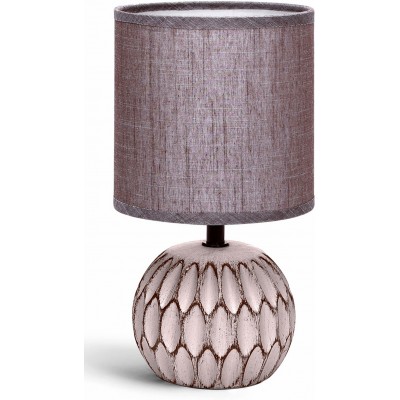 Lâmpada de mesa 40W 26×14 cm. sombra de tecido Cerâmica. Cor cinza