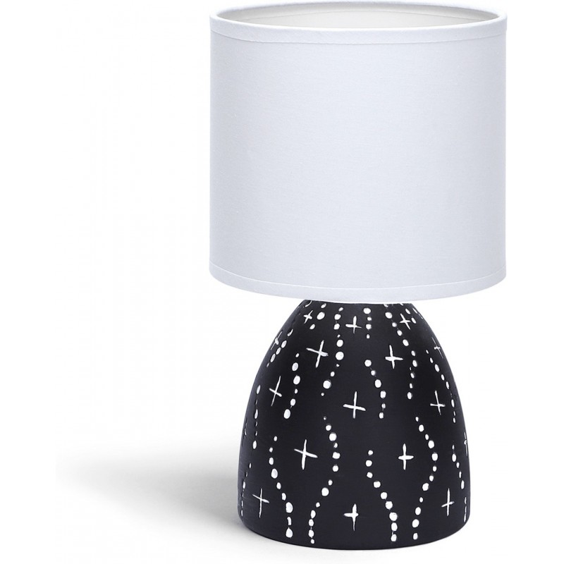 12,95 € Free Shipping | Table lamp 40W 25×14 cm. fabric shade Ceramic. White and black Color