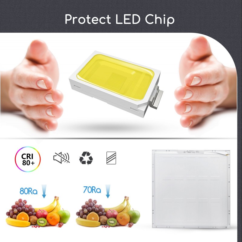 27,95 € Free Shipping | LED panel 40W 6000K Cold light. Square Shape 60×60 cm. Aluminum and PMMA. White Color