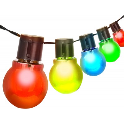 Éclairage décoratif 580 cm. Guirlande lumineuse LED. Recharge solaire. 20 ampoules LED. 5,8 mètres PMMA et Polycarbonate. Couleur noir et vert