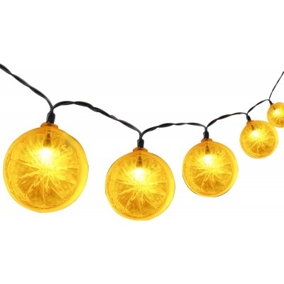 Decorative lighting 380 cm. LED light garland. Sun recharge. 10 LED bulbs. 3.8 meters PMMA and Polycarbonate. Yellow Color