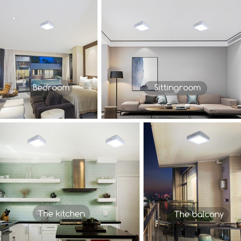 7,95 € Free Shipping | Indoor ceiling light 18W 6500K Cold light. Square Shape 23×23 cm. LED ceiling lamp White Color