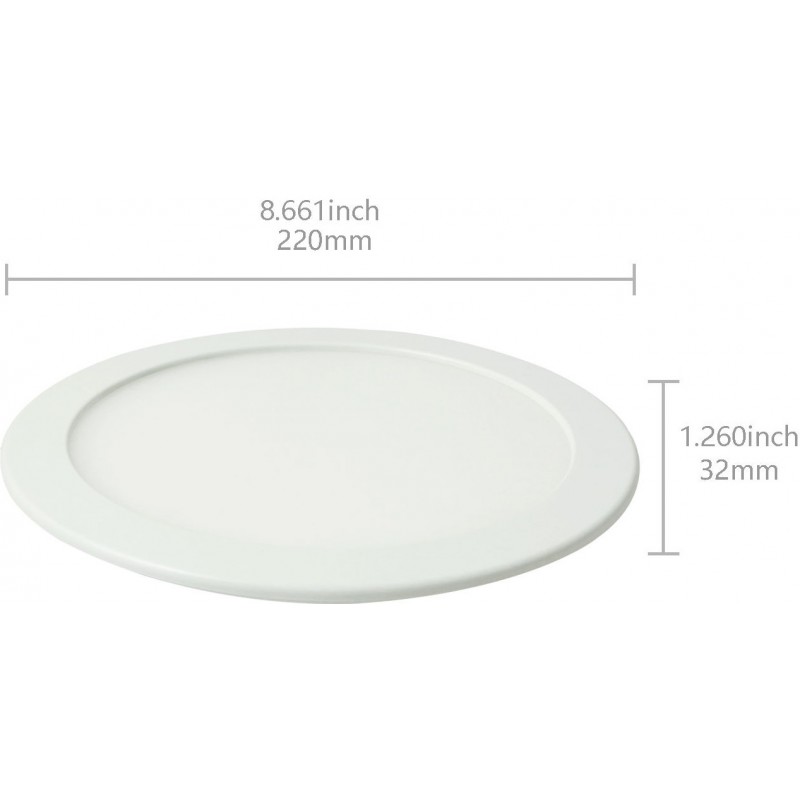7,95 € Free Shipping | Recessed lighting 18W 3000K Warm light. Round Shape Ø 22 cm. Slim Downlight LED. Ceiling mountable White Color