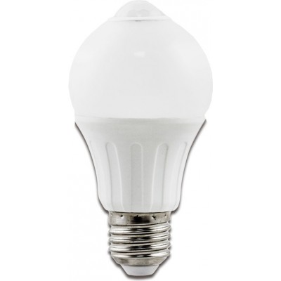 25,95 € Free Shipping | 5 units box LED light bulb 6W E27 LED A60 3000K Warm light. Ø 6 cm. Wide angle LED. Infrared sensor Aluminum and Plastic. White Color