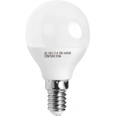 5,95 € Kostenloser Versand | 5 Einheiten Box LED-Glühbirne 3W E14 LED Sphärisch Gestalten Ø 4 cm. geführter Ballon Weiß Farbe