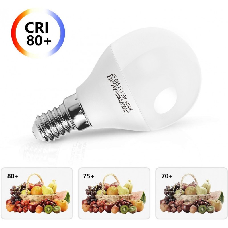 5,95 € Free Shipping | 5 units box LED light bulb 3W E14 LED Spherical Shape Ø 4 cm. led balloon White Color