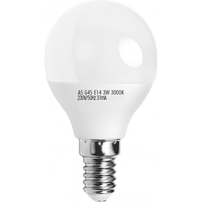 5,95 € Kostenloser Versand | 5 Einheiten Box LED-Glühbirne 3W E14 LED 3000K Warmes Licht. Sphärisch Gestalten Ø 4 cm. geführter Ballon Weiß Farbe