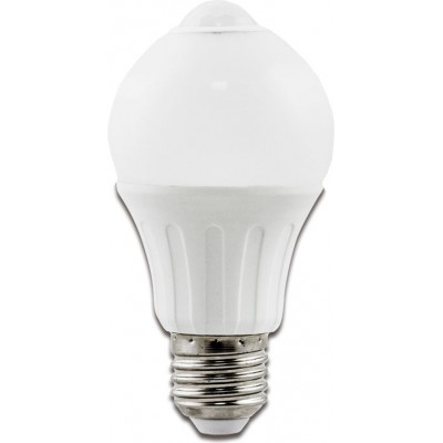 Коробка из 5 единиц Светодиодная лампа 12W E27 LED A60 3000K Теплый свет. Ø 6 cm. Широкоугольный светодиод. Инфракрасный датчик Алюминий и Пластик. Белый Цвет