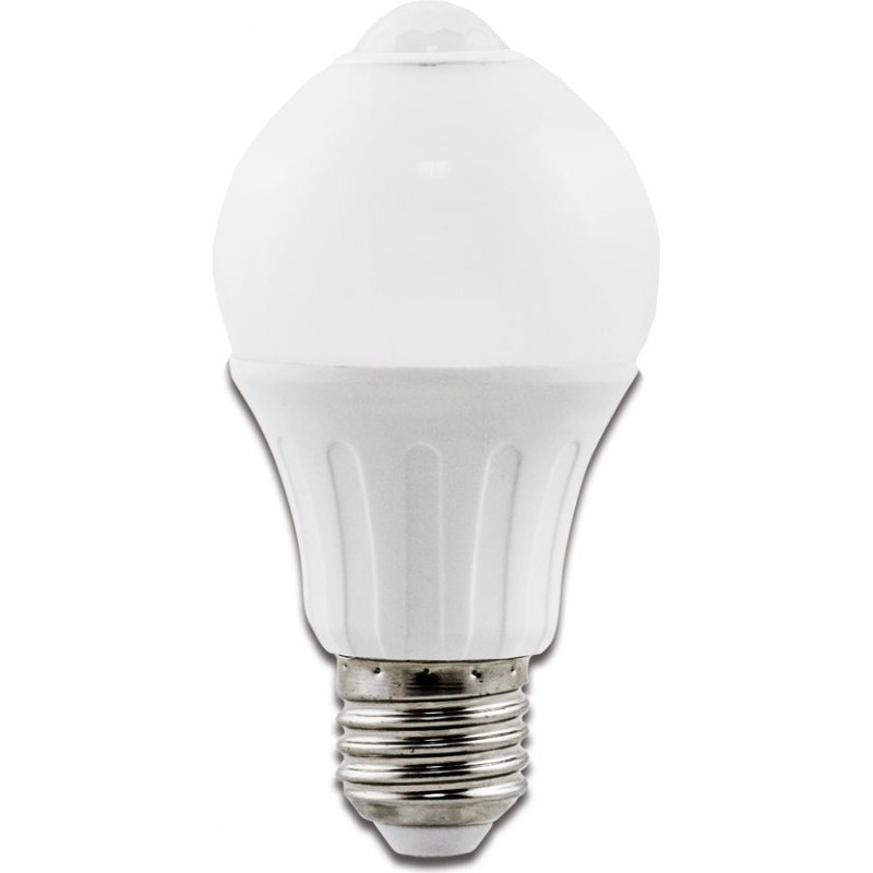 36,95 € Free Shipping | 5 units box LED light bulb 12W E27 LED A60 3000K Warm light. Ø 6 cm. Wide angle LED. Infrared sensor Aluminum and Plastic. White Color